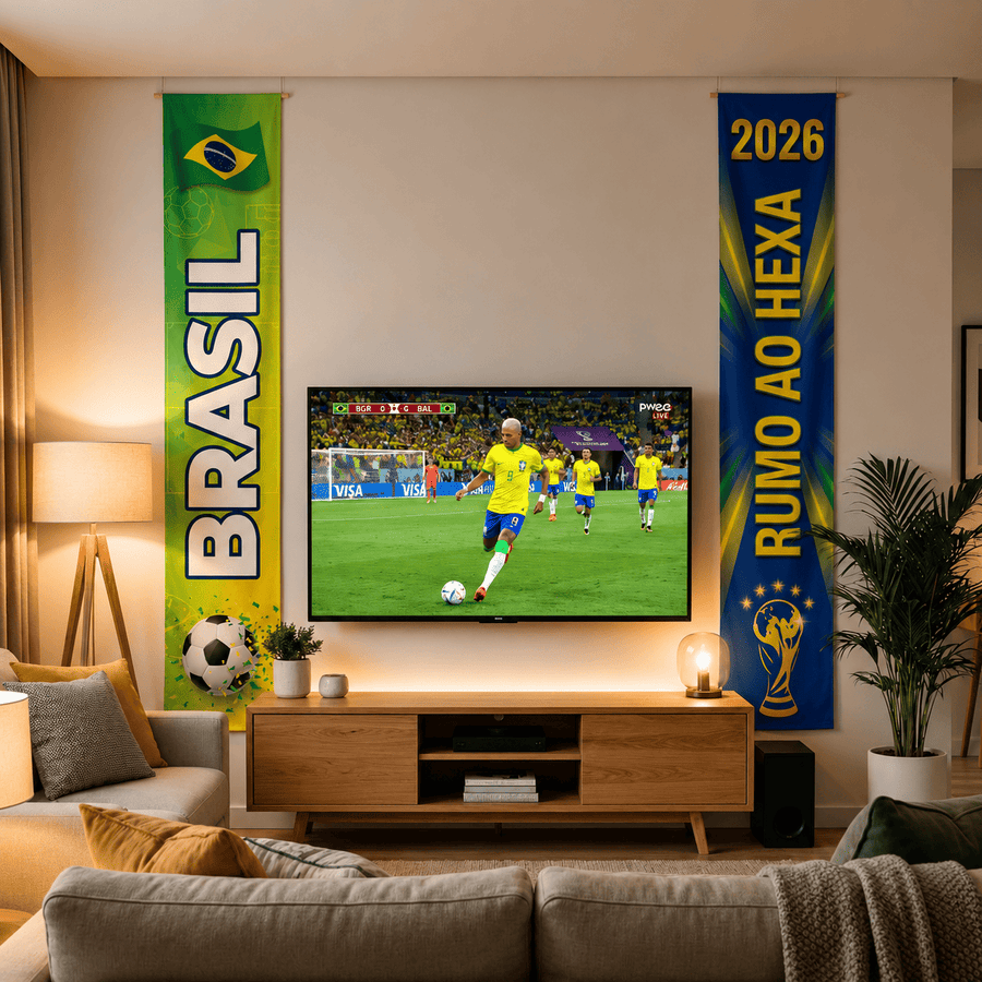 Kit 2 Faixas Brasil Copa 2026 na sala - Brasil Colorido