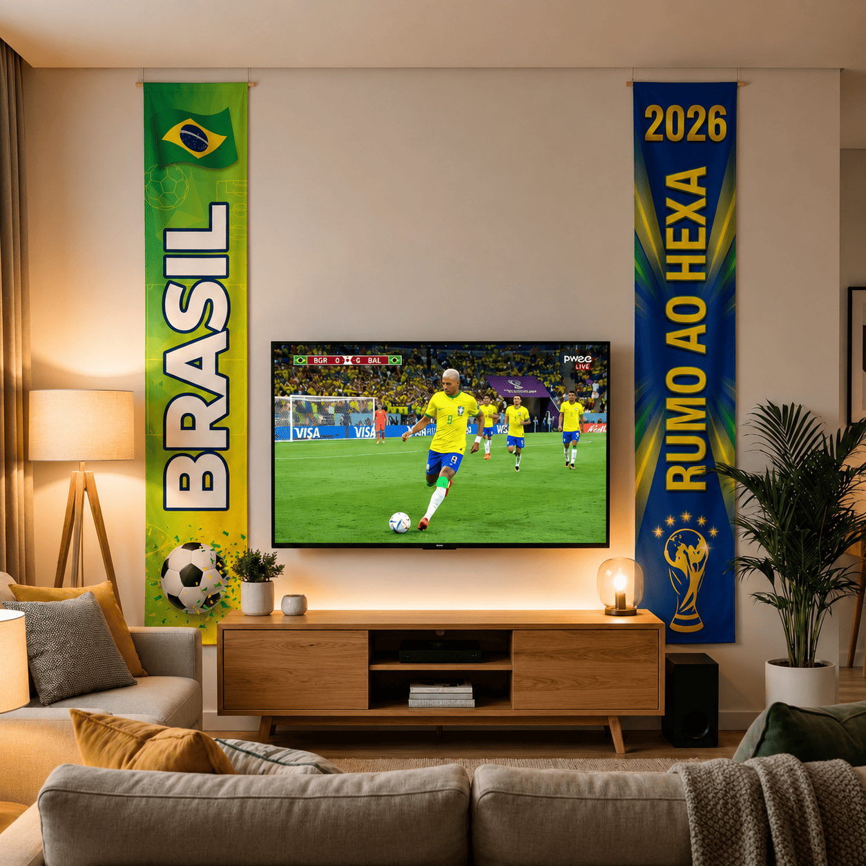 Kit 2 Faixas Brasil Copa 2026 na sala - Brasil Colorido